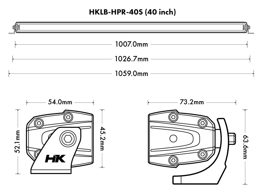 Hardkorr Hyperion 40 inch dimension diagram