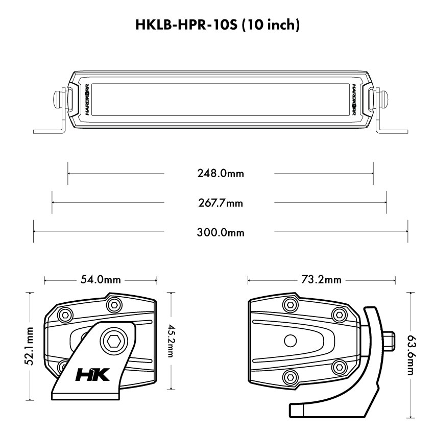 Hardkorr Hyperion 10 inch dimension diagram