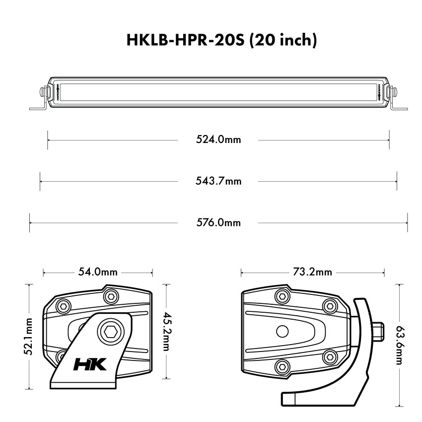 Hardkorr Hyperion 20 inch dimension diagram